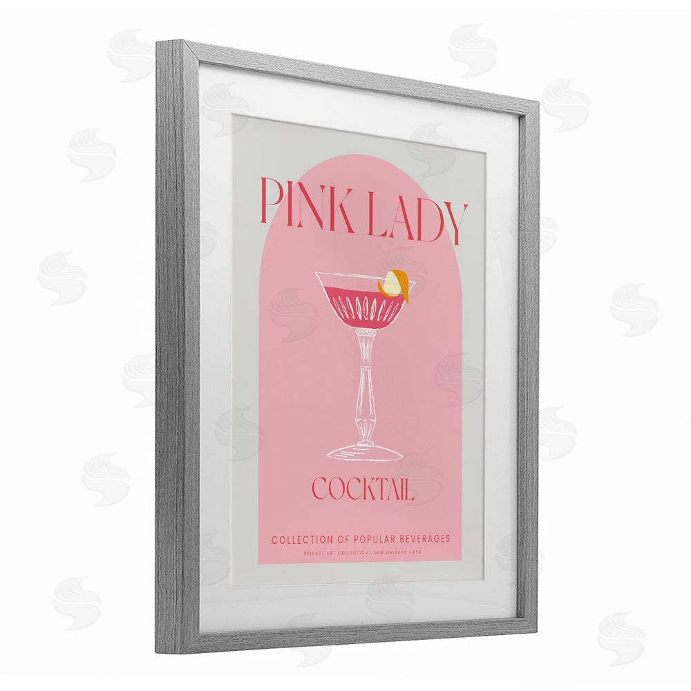 Stupell Studio Stylish Retro Pink Lady Gray Framed Print Under Glass Wall Art