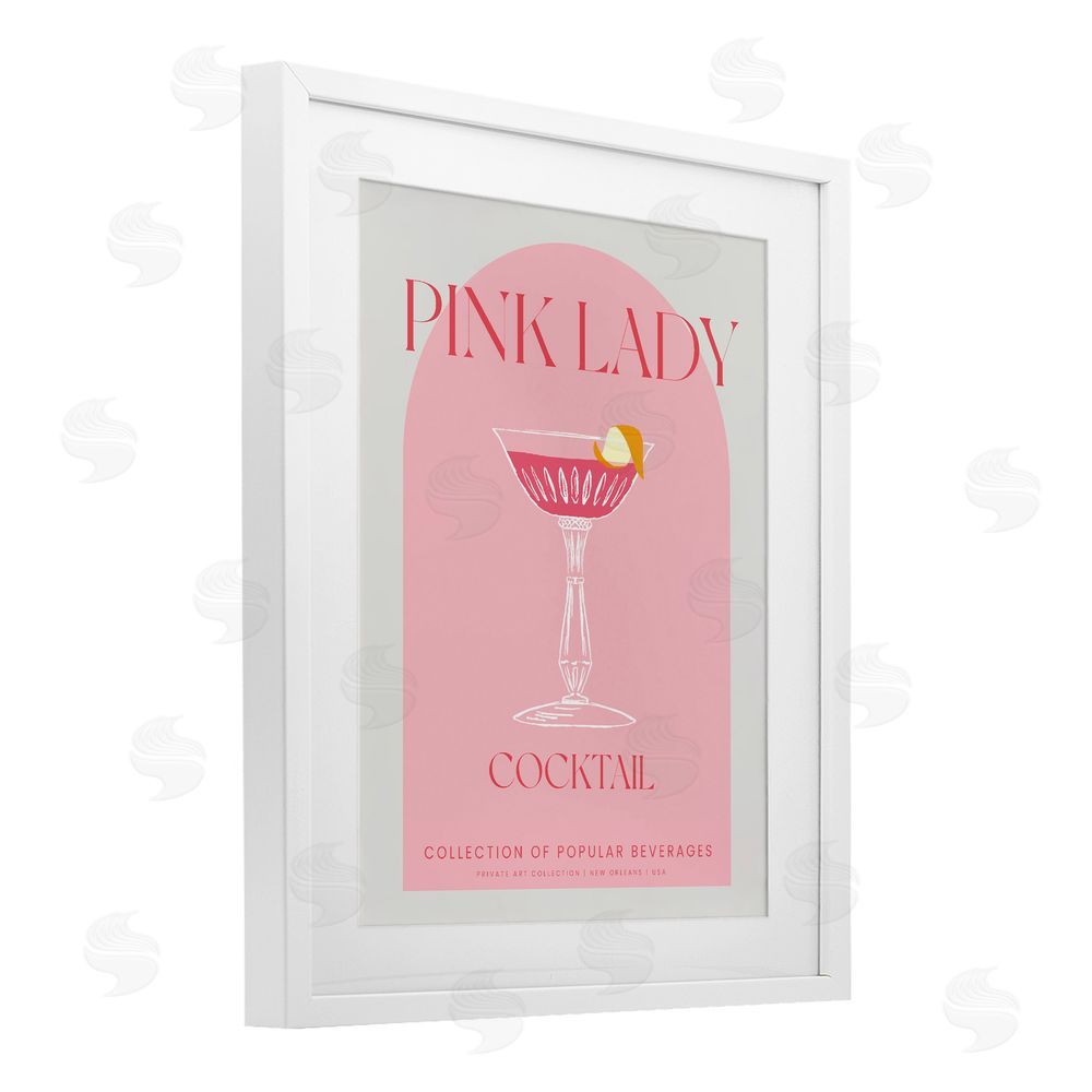 Stupell Studio Stylish Retro Pink Lady White Framed Print Under Glass Wall Art