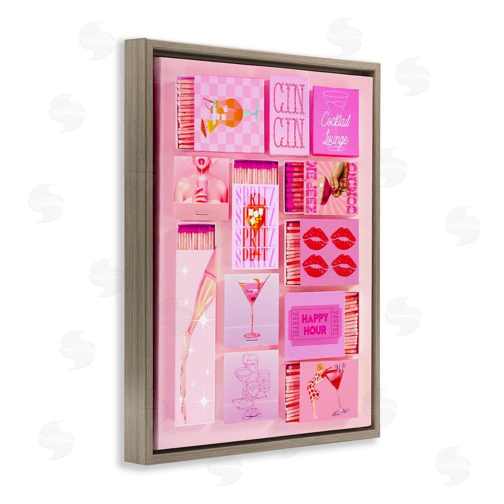 Stupell Studio Feminine Glam Matches Brown Floating Frame Canvas Wall Art Print