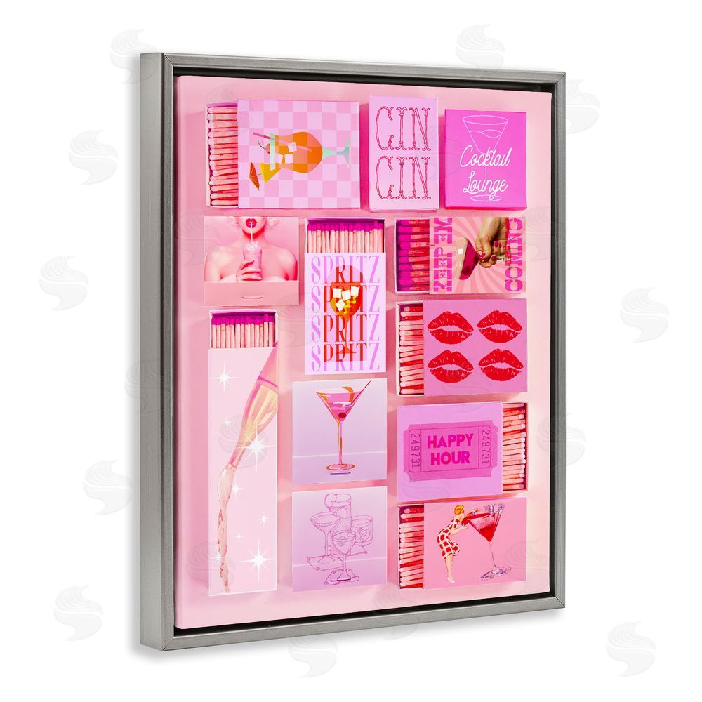 Stupell Studio Feminine Glam Matches Gray Floating Frame Canvas Wall Art Print