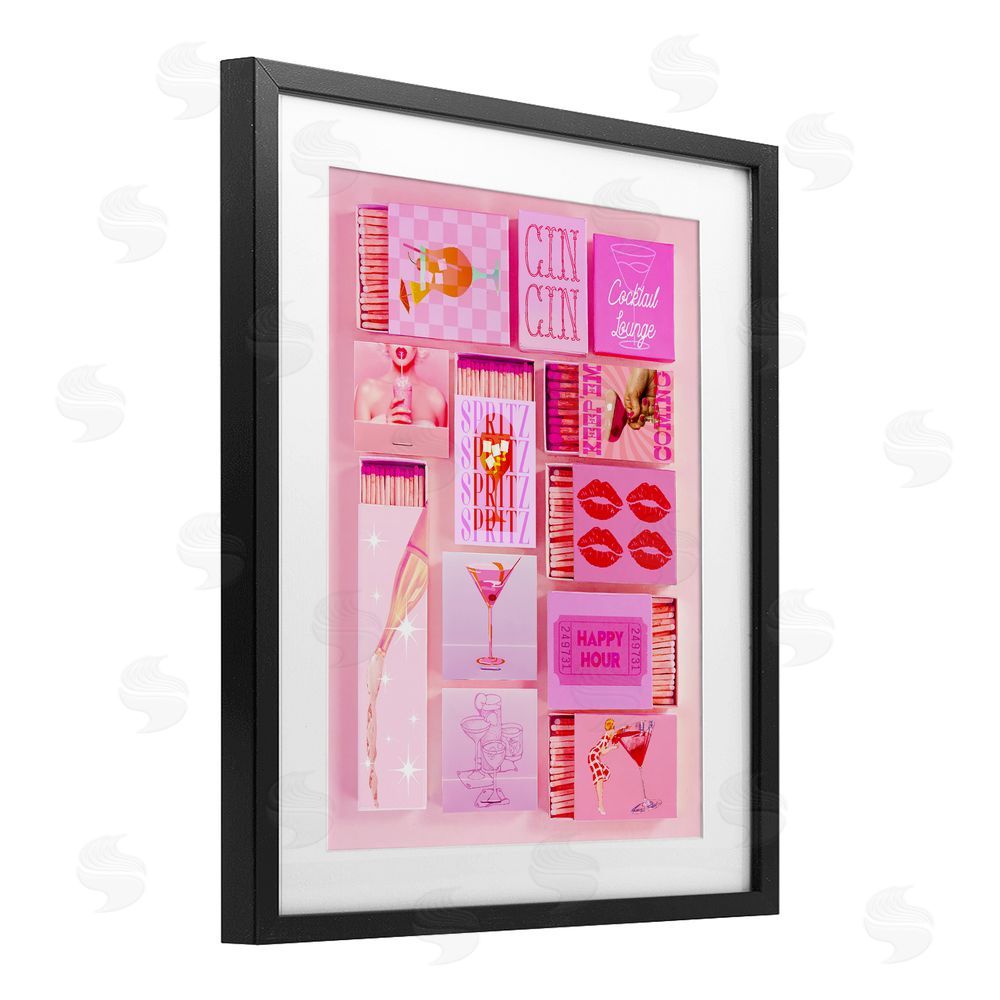 Stupell Studio Feminine Glam Matches Black Framed Print Under Glass Wall Art