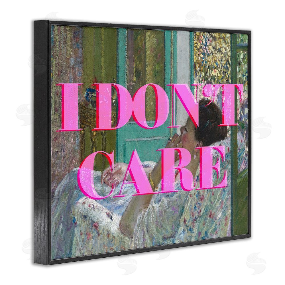 Stupell Studio I Don't Care over Classic Painting Black Framed Giclee Print Wall Art