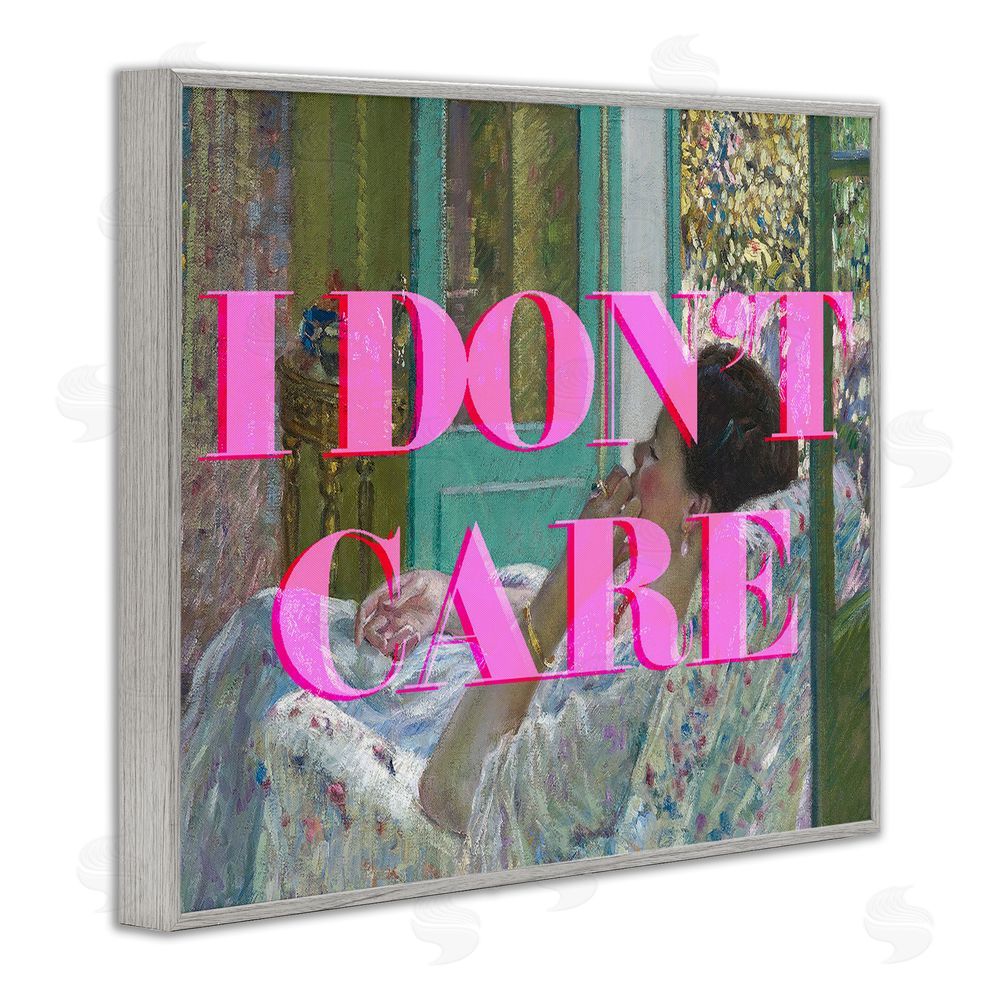 Stupell Studio I Don't Care over Classic Painting Gray Framed Giclee Print Wall Art