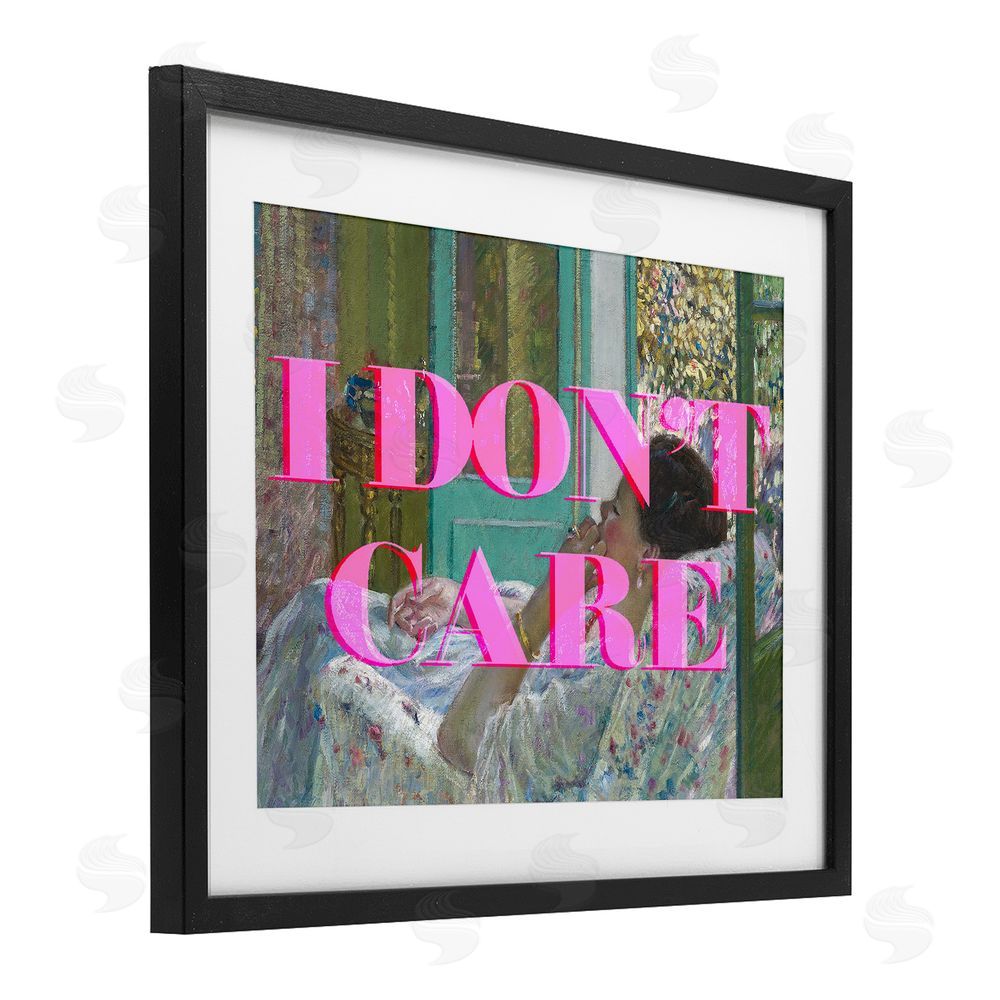 Stupell Studio I Don't Care over Classic Painting Black Framed Print Under Glass Wall Art