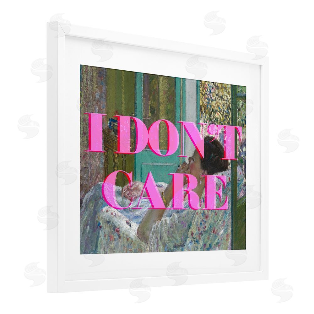 Stupell Studio I Don't Care over Classic Painting White Framed Print Under Glass Wall Art