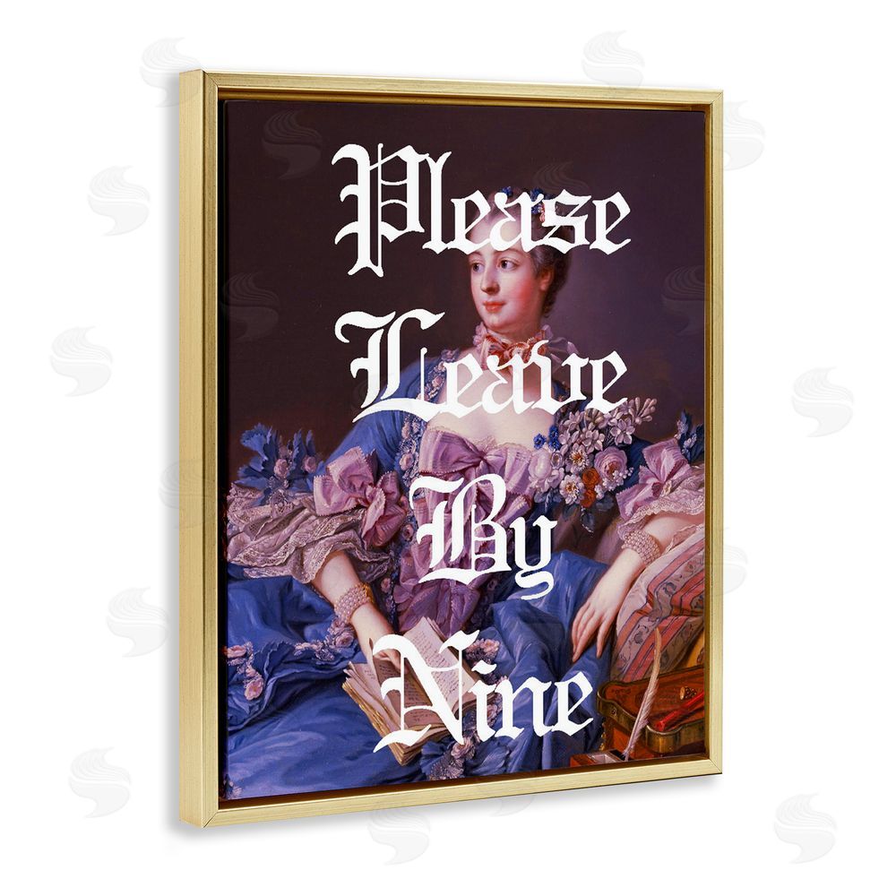 Stupell Studio Please Leave By Nine Gold Floating Frame Canvas Wall Art Print