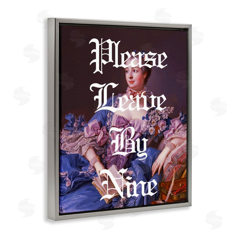 Stupell Studio Please Leave By Nine Gray Floating Frame Canvas Wall Art Print