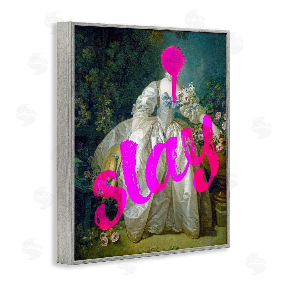 Stupell Studio Slay Classical Baroque Gown Gray Framed Giclee Print Wall Art