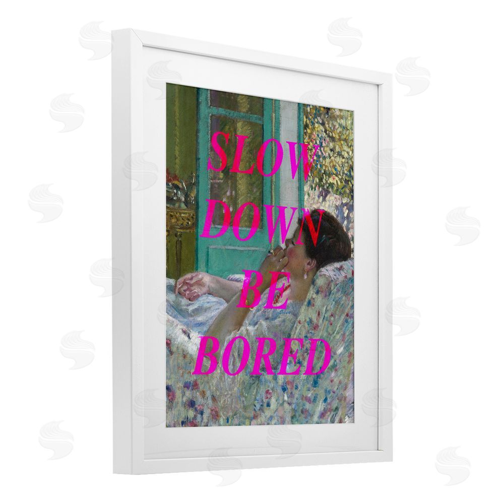 Stupell Studio Slow Down Be Bored Classic White Framed Print Under Glass Wall Art