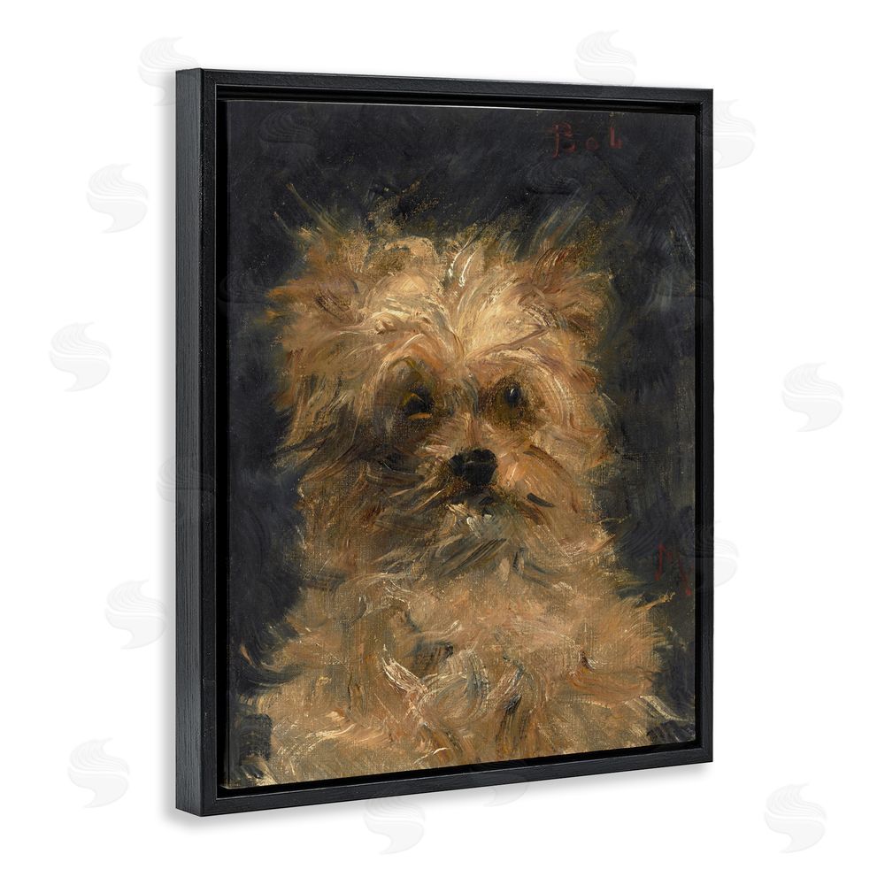 Lil' Rue Edouard Manet Dog Portrait Black Floating Frame Canvas Wall Art Print