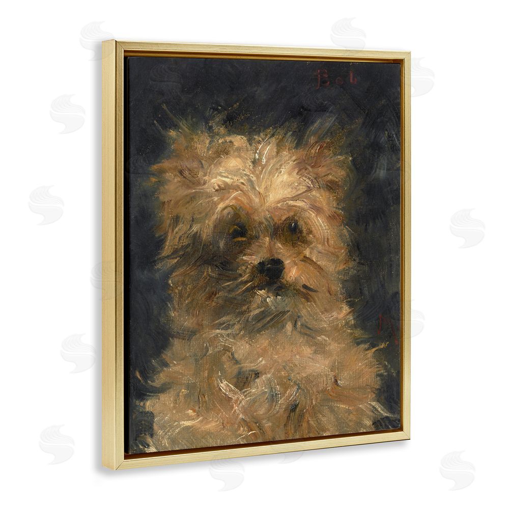 Lil' Rue Edouard Manet Dog Portrait Gold Floating Frame Canvas Wall Art Print