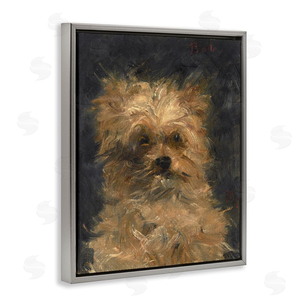 Lil' Rue Edouard Manet Dog Portrait Gray Floating Frame Canvas Wall Art Print