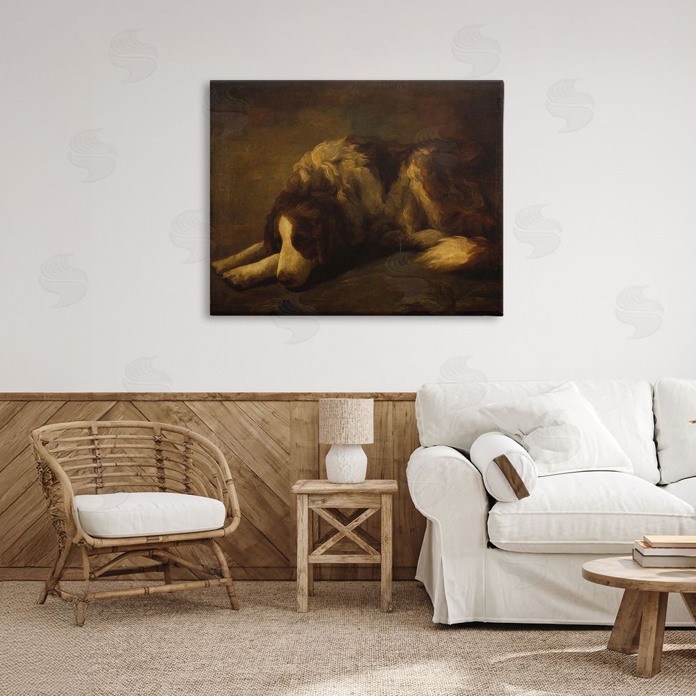 Lil' Rue Dim Lighted Classic Dog Stretched Canvas Wall Art in Room