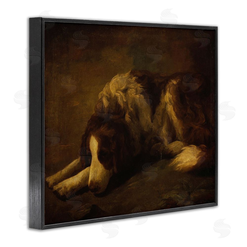 Lil' Rue Dim Lighted Classic Dog Black Framed Giclee Wall Art Print