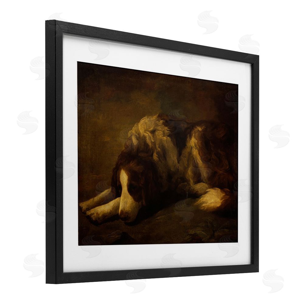 Lil' Rue Dim Lighted Classic Dog Black Framed Print Under Glass Wall Art