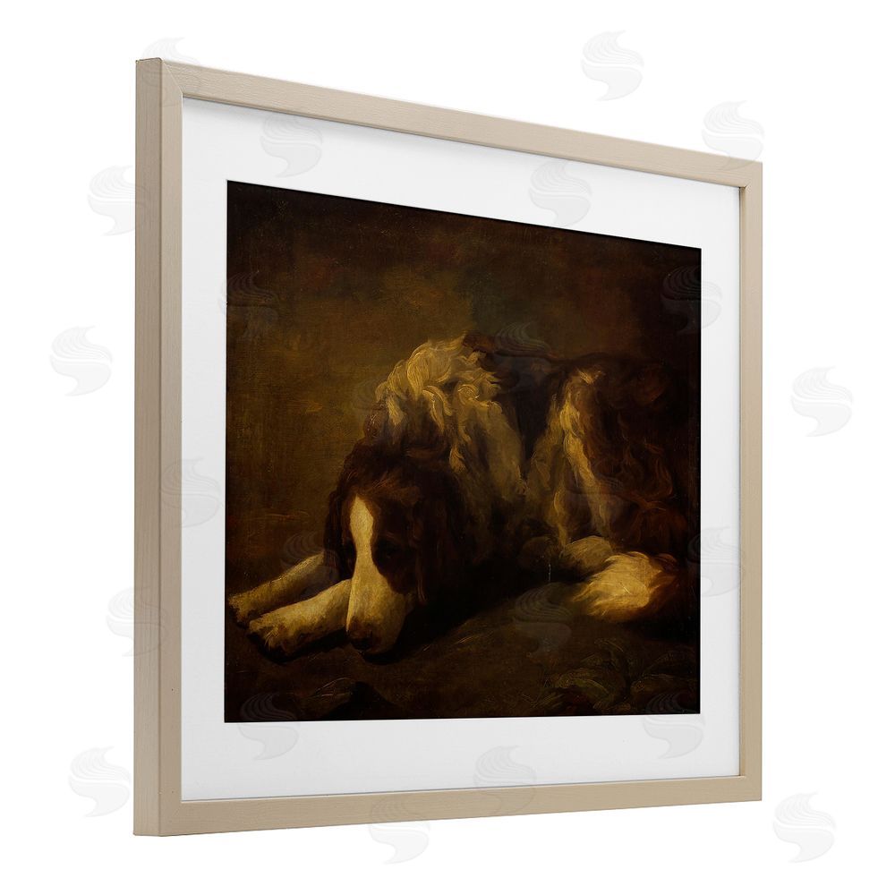 Lil' Rue Dim Lighted Classic Dog Brown Framed Print Under Glass Wall Art