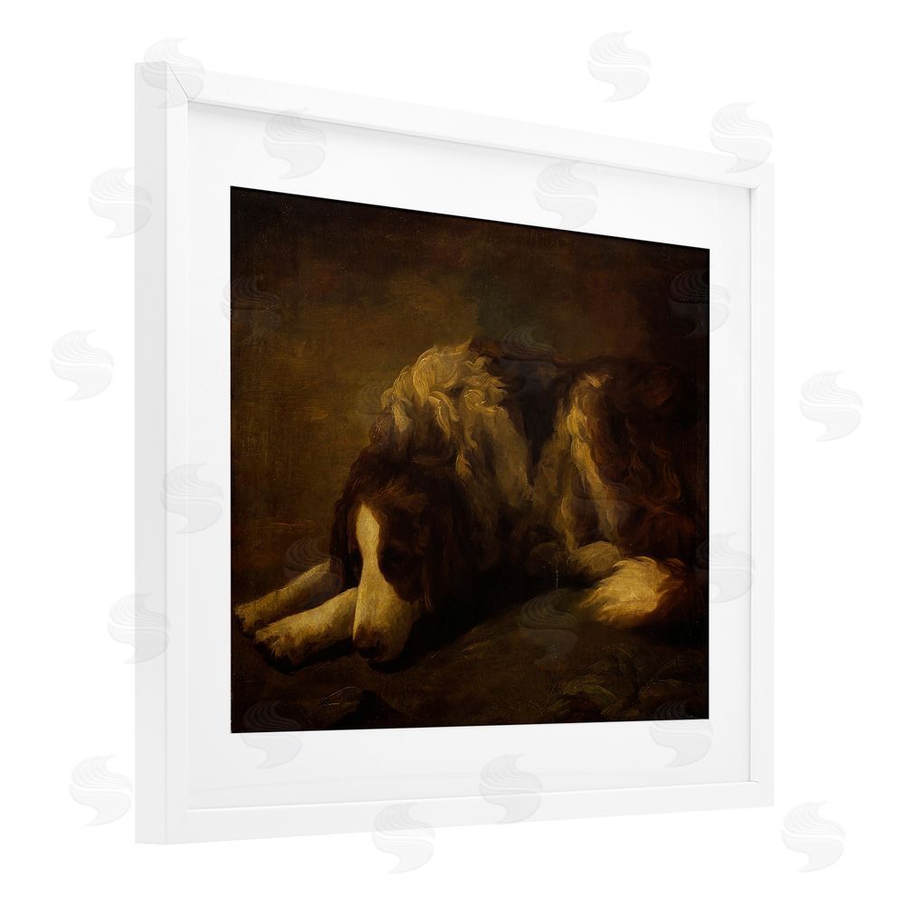 Lil' Rue Dim Lighted Classic Dog White Framed Print Under Glass Wall Art