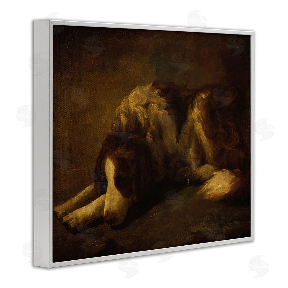 Lil' Rue Dim Lighted Classic Dog White Framed Giclee Wall Art Print
