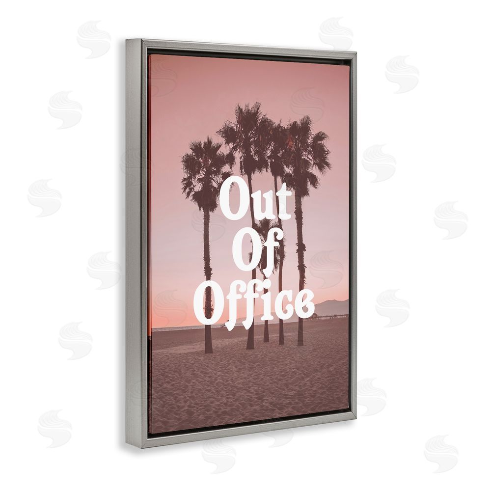 Lil' Rue Pink Tropical Out Of Office Gray Floating Frame Canvas Wall Art Print