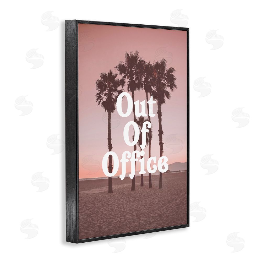 Lil' Rue Pink Tropical Out Of Office Black Framed Giclee Wall Art Print