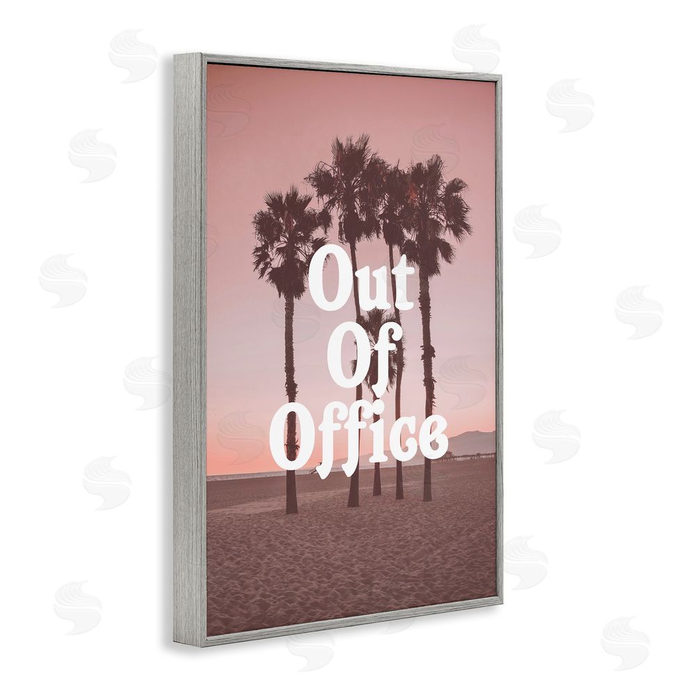 Lil' Rue Pink Tropical Out Of Office Gray Framed Giclee Wall Art Print