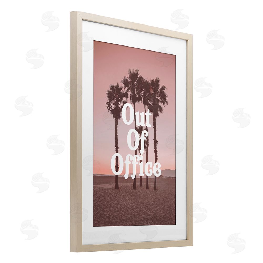 Lil' Rue Pink Tropical Out Of Office Brown Framed Print Under Glass Wall Art