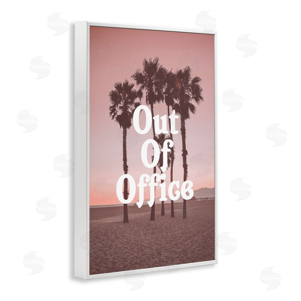 Lil' Rue Pink Tropical Out Of Office White Framed Giclee Wall Art Print