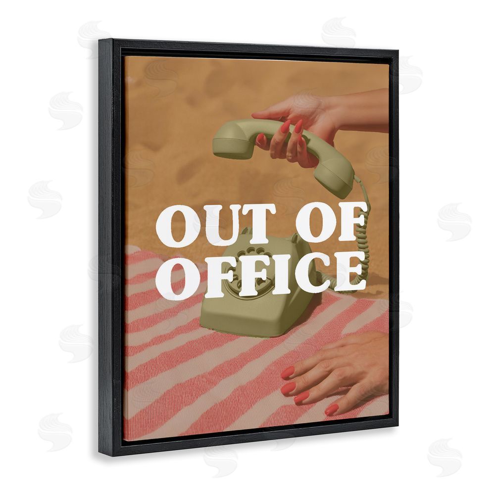 Stupell Studio Out of Office Green Phone Black Floating Frame Canvas Wall Art Print