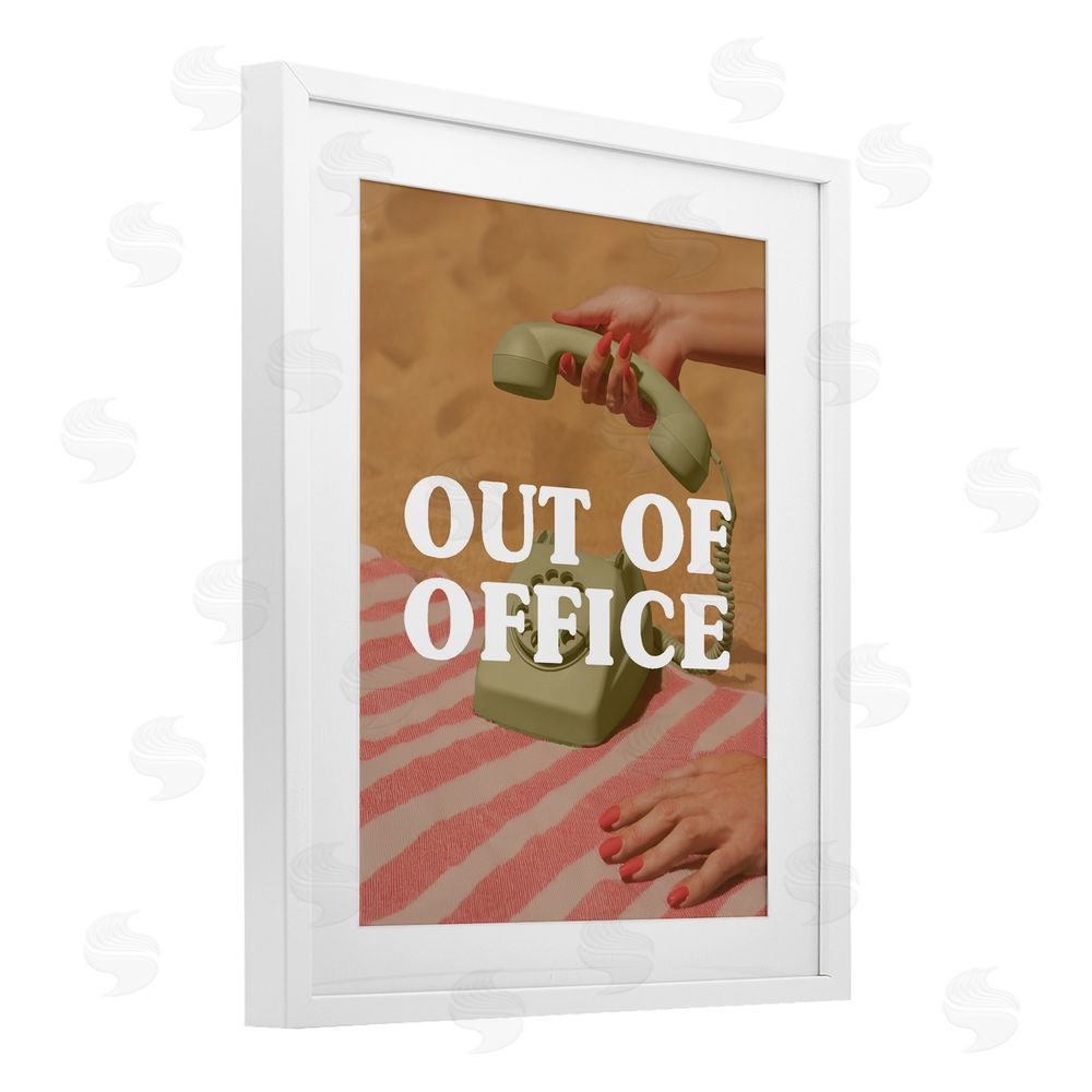 Stupell Studio Out of Office Green Phone White Framed Print Under Glass Wall Art