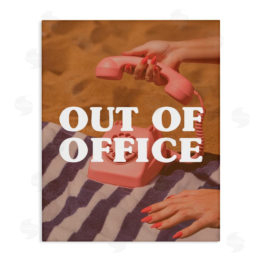 Stupell Studio Out of Office Pink Phone Stretched Canvas Wall Art Print