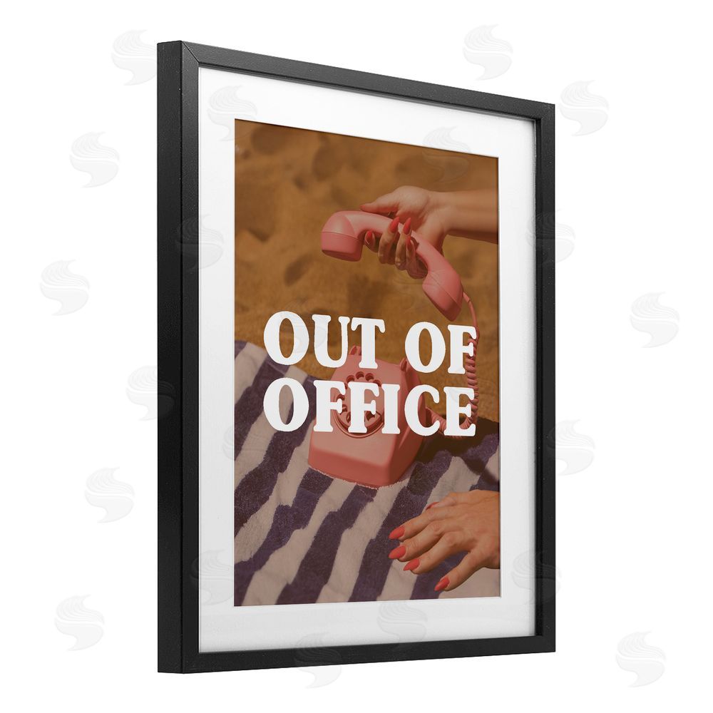 Stupell Studio Out of Office Pink Phone Black Framed Print Under Glass Wall Art