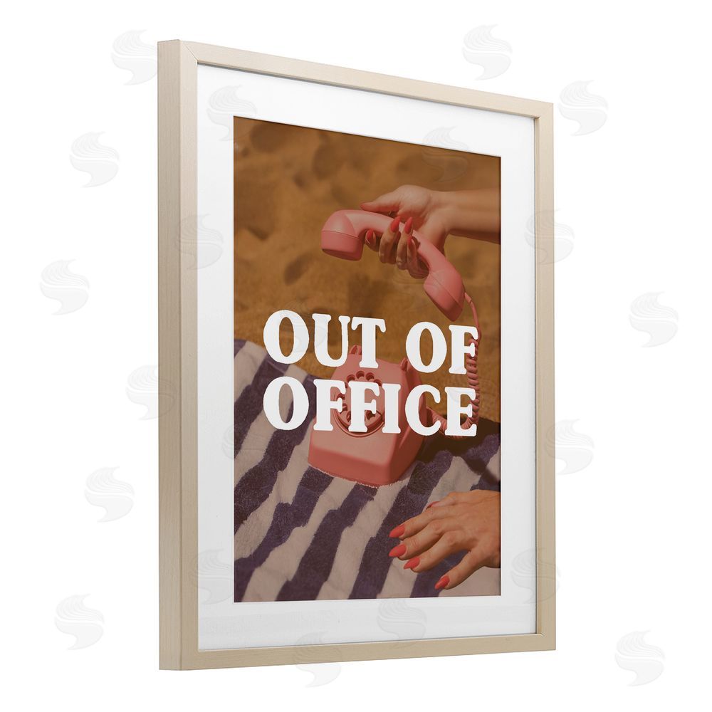 Stupell Studio Out of Office Pink Phone Brown Framed Print Under Glass Wall Art