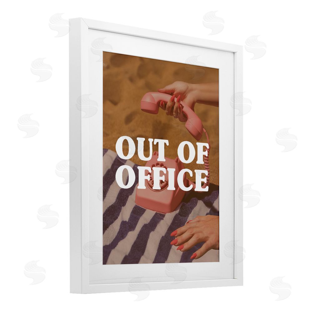 Stupell Studio Out of Office Pink Phone White Framed Print Under Glass Wall Art