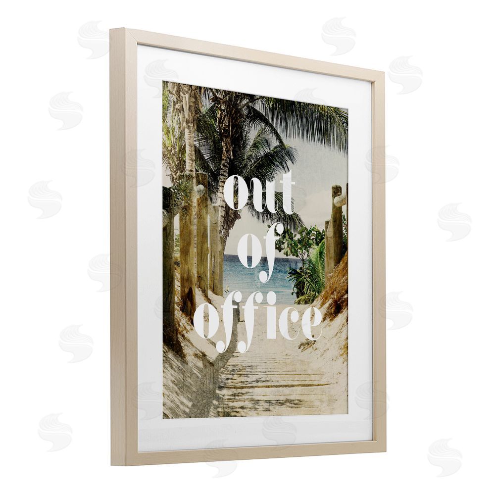 Stupell Studio Out of Office Beach Path Brown Framed Print Under Glass Wall Art