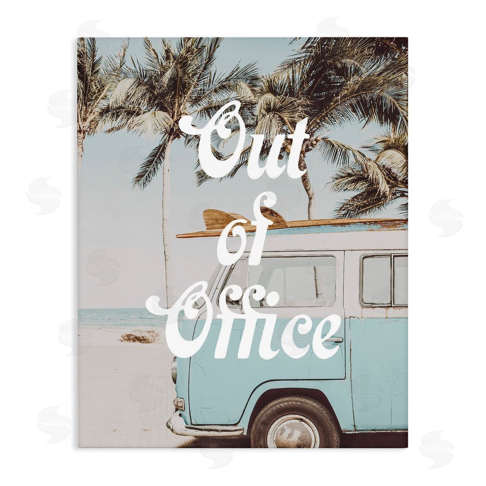Lil' Rue Retro Out Of Office Beach Stretched Canvas Wall Art Print