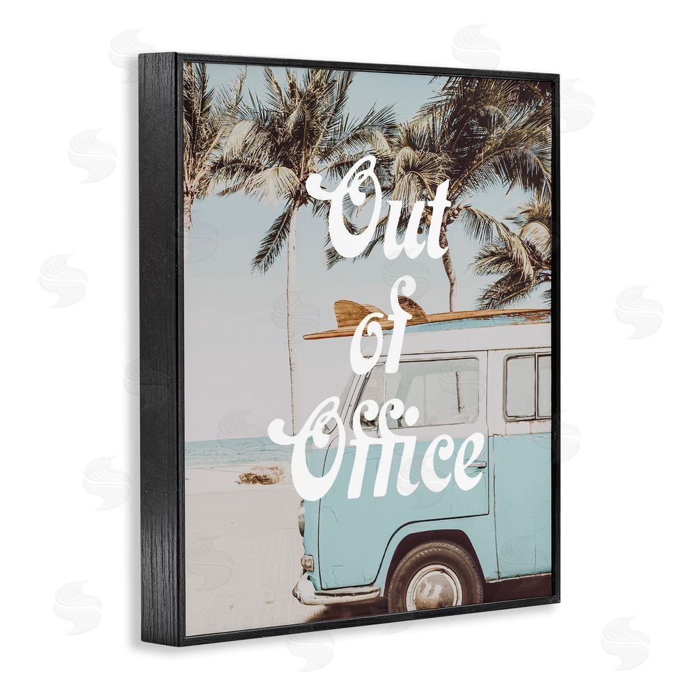 Lil' Rue Retro Out Of Office Beach Black Framed Giclee Wall Art Print