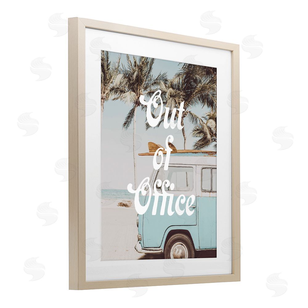 Lil' Rue Retro Out Of Office Beach Brown Framed Print Under Glass Wall Art