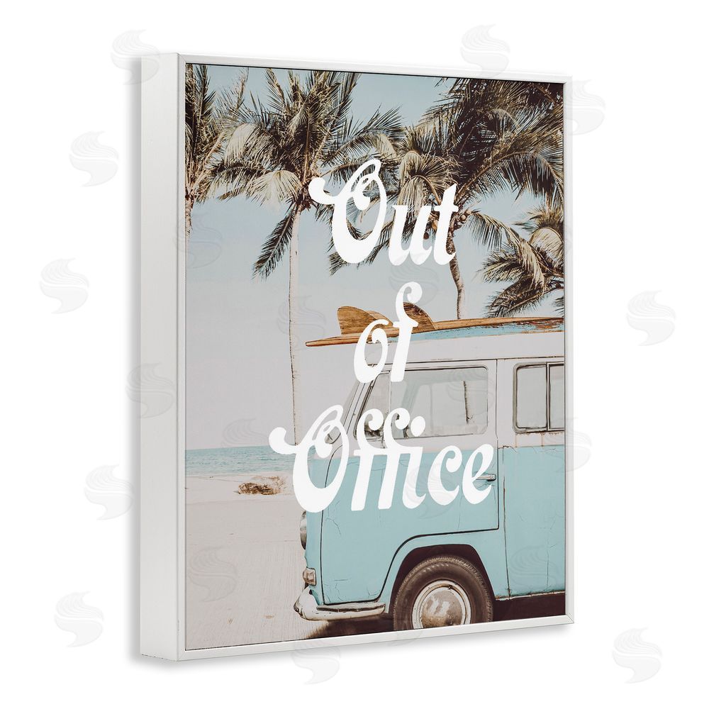 Lil' Rue Retro Out Of Office Beach White Framed Giclee Wall Art Print