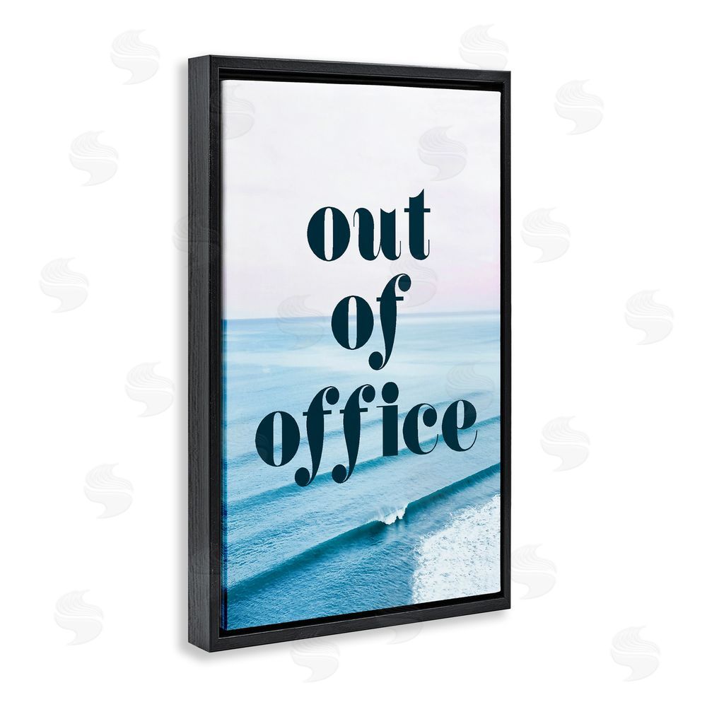 Stupell Studio Out of Office Ocean Waves Black Floating Frame Canvas Wall Art Print