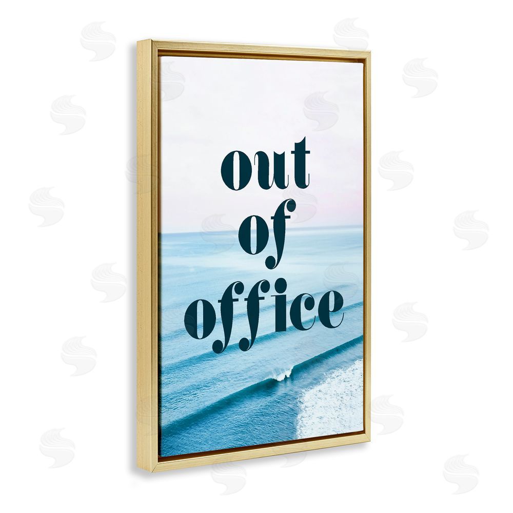 Stupell Studio Out of Office Ocean Waves Gold Floating Frame Canvas Wall Art Print