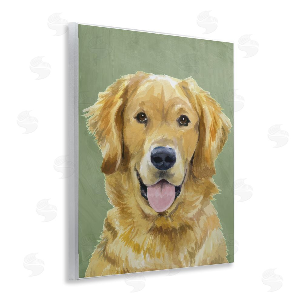 Lil' Rue Smiling Golden Retriever Portrait Wall Plaque Printed Art