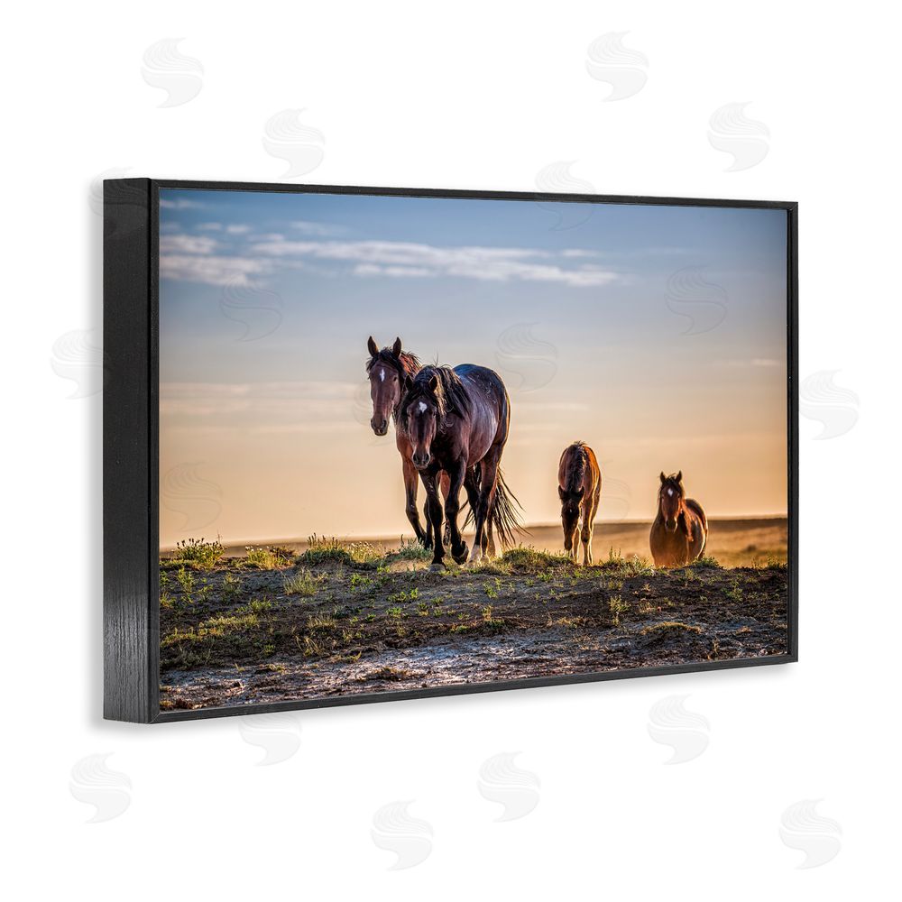 Tim West Horses Coming Home Black Framed Giclee Wall Art Print