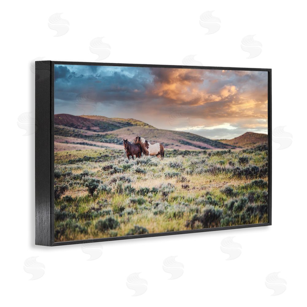 Tim West Stay Close Horses Black Framed Giclee Wall Art Print