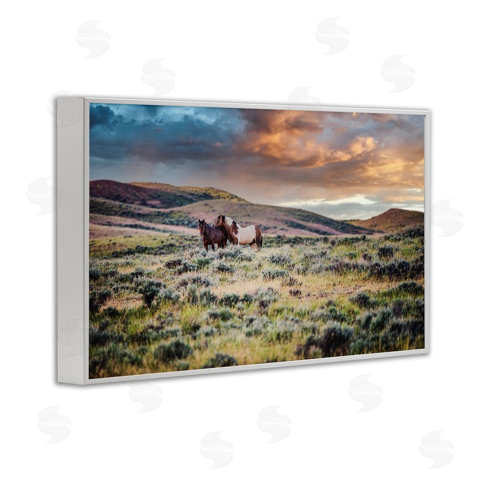 Tim West Stay Close Horses White Framed Giclee Wall Art Print