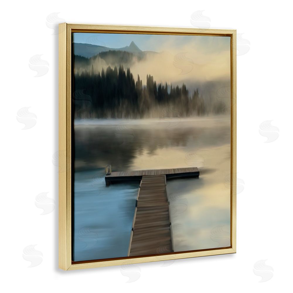 Renel Peters Reflective Lake At Dusk Gold Floating Frame Canvas Wall Art Print