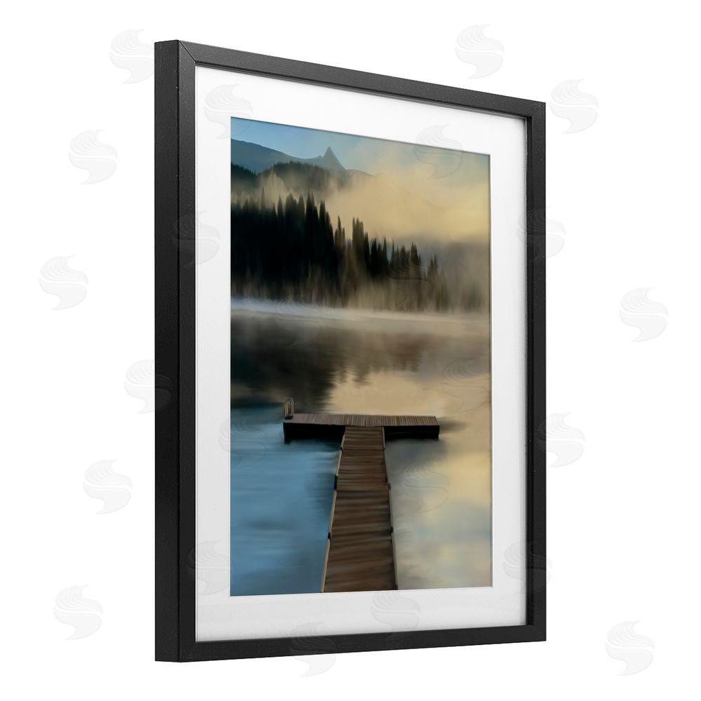 Renel Peters Reflective Lake At Dusk Black Framed Print Under Glass Wall Art