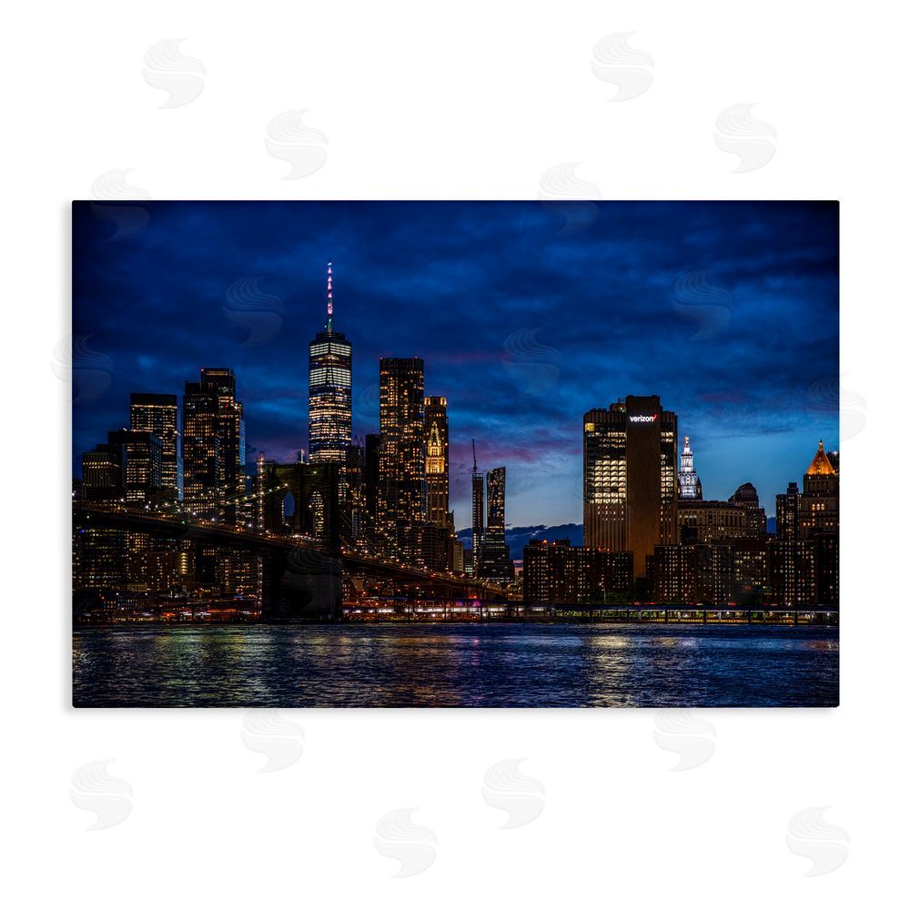 Tim West Brooklyn Bridge at Night Stretched Canvas Wall Art Print