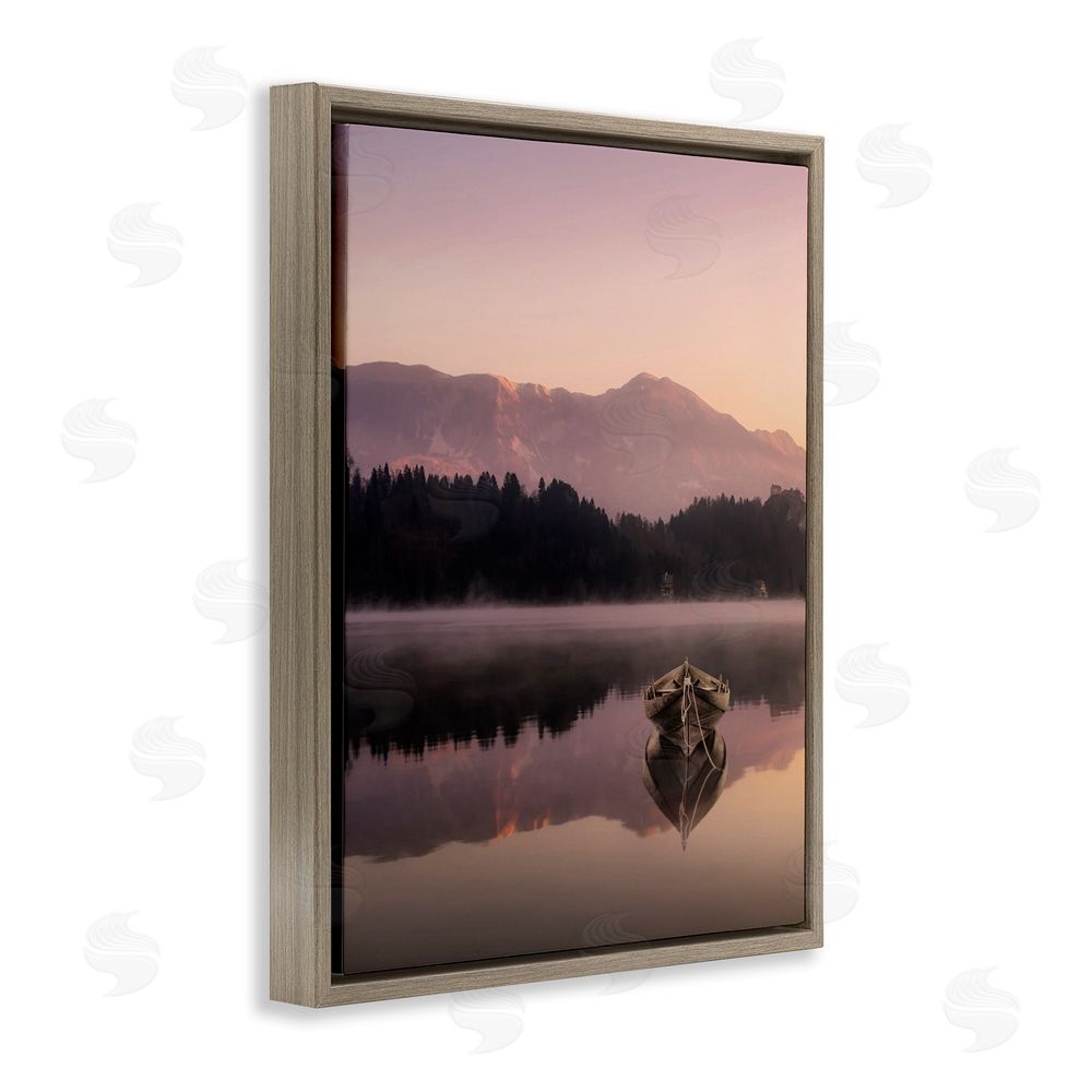 Marcus Prime Tranquil Lake Sunsets Brown Floating Frame Canvas Wall Art Print