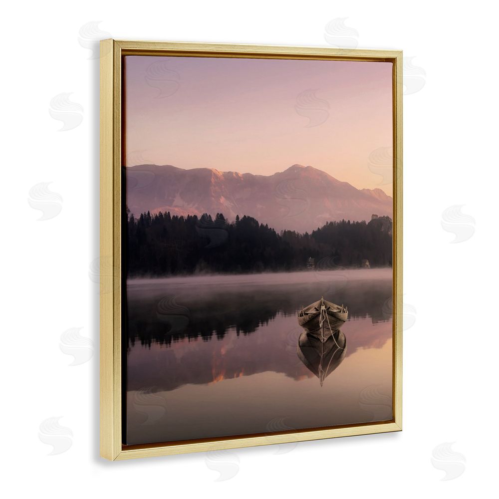 Marcus Prime Tranquil Lake Sunsets Gold Floating Frame Canvas Wall Art Print