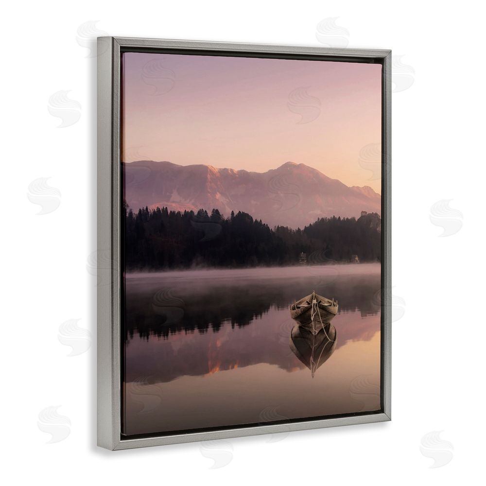 Marcus Prime Tranquil Lake Sunsets Gray Floating Frame Canvas Wall Art Print